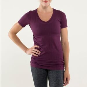Lululemon Athletica Karmady short sleeve top plum color